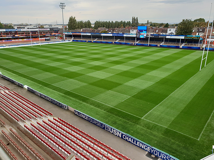 Aerial view of Gloucester Rugby pitch